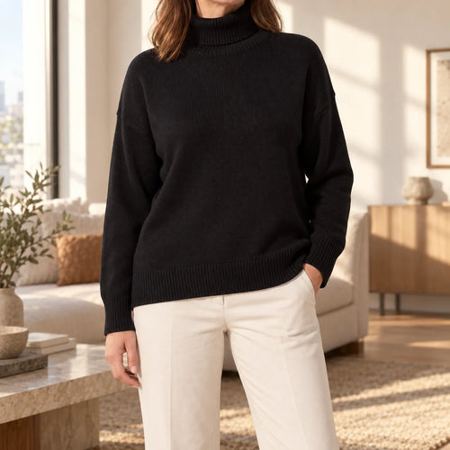 Auresa - Ribbed Knit Turtleneck Jumper
